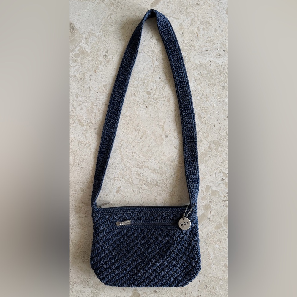 The Sak Vintage Dark Blue Crochet Crossbody Bag